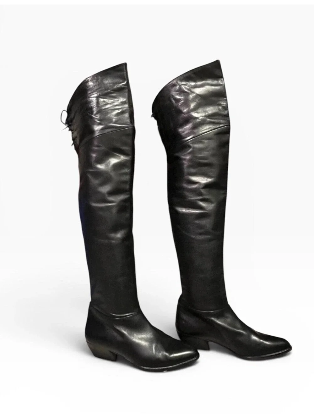 Vintage Fred Hayman Beverly Hills Thigh High Leather Boots Italy Womens 6.5